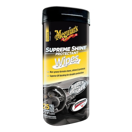 Meguiars Use On Vinyl/ Rubber/ Plastic, Supreme Shine, Unscented, 25 Wipes G4000
